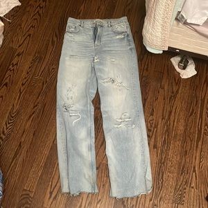 Size 6 light blue jeans with rips from Zara- The 90s Full Length.